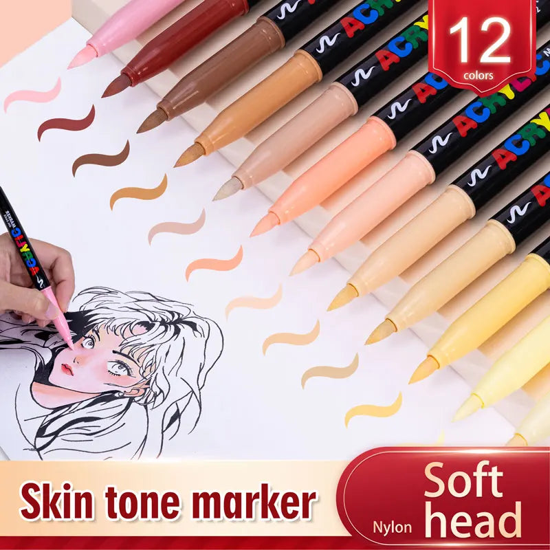 12 Colors Skin Tone Markers Pens