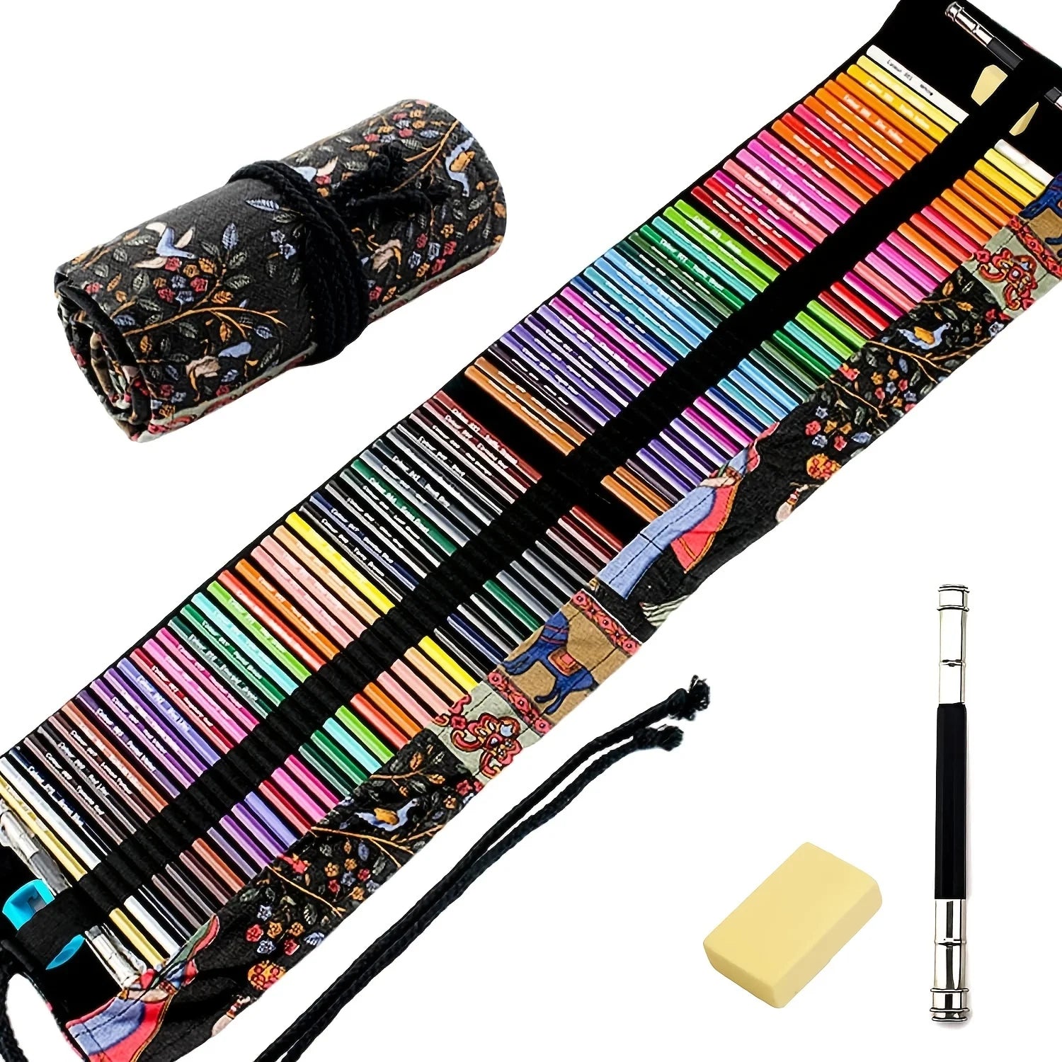 72-Piece Oily Colored Pencil Set with Canvas Roll-Up Case-Perfect for Student Adult Coloring,Drawing,Sketching,and Crafting