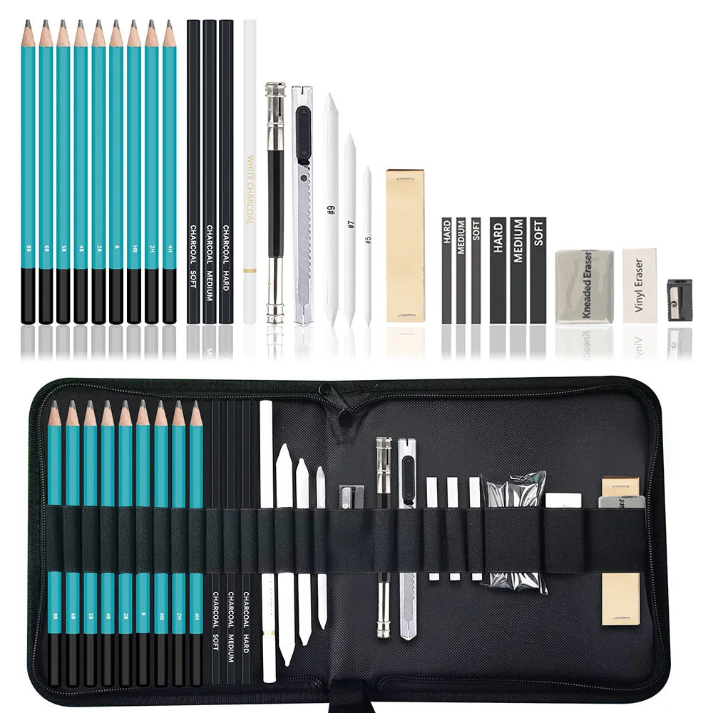 28 Pcs Professional Sketch Sketch Pencils Set, Sketch Pencils, Drawing Supplies Perfect Sketch Pencils for Artists and Beginners
