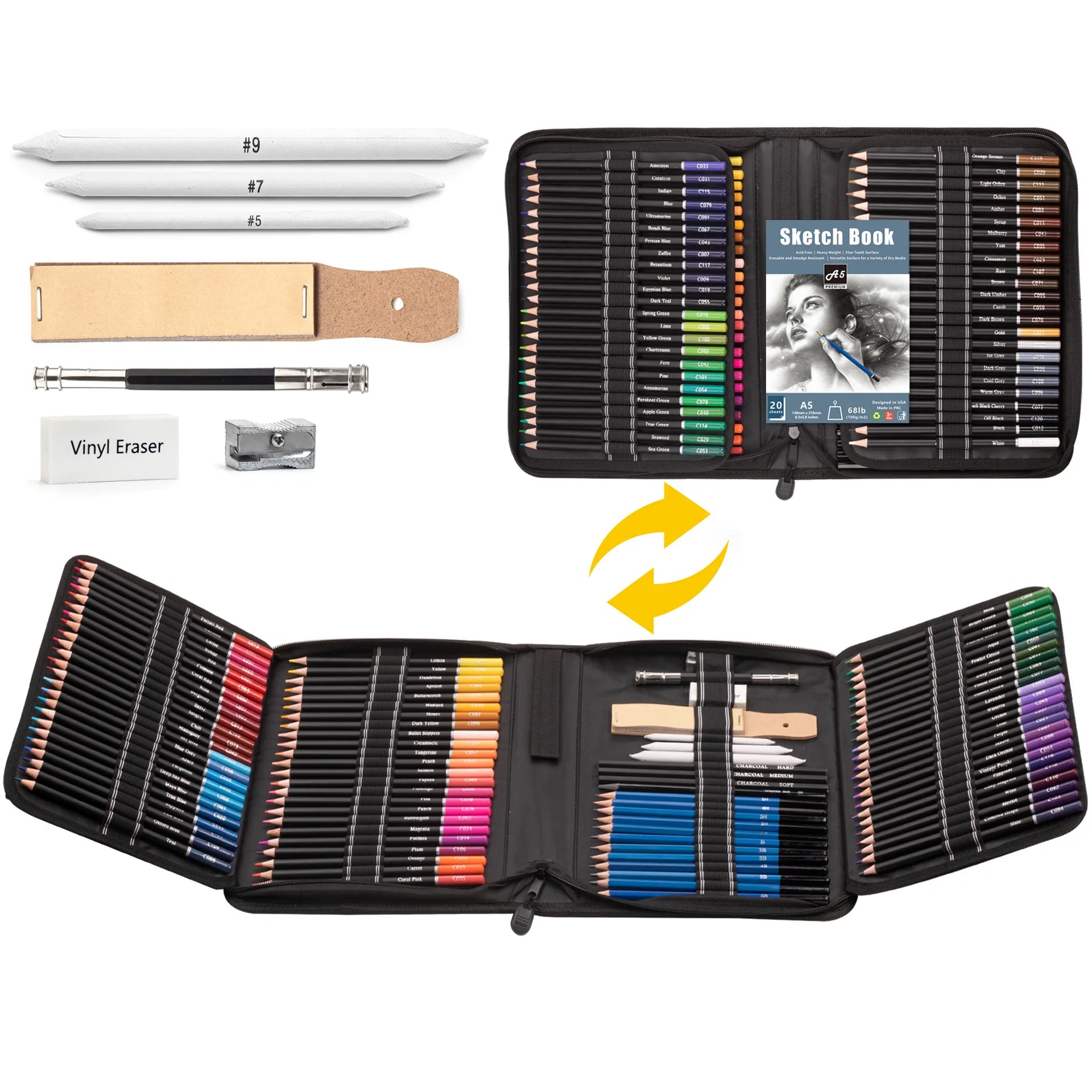 144 Pieces Colored Pencils Tool Set