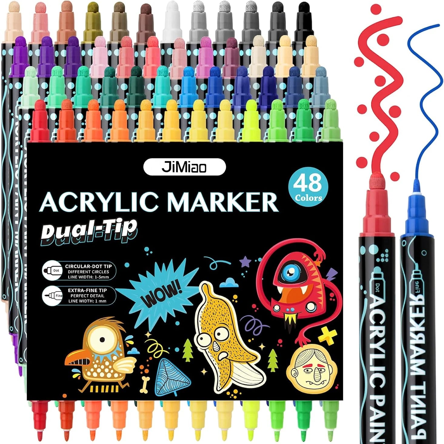 Acrylic Dot Markers,Dual Tip Acrylic Paint Pens Paint Markers,for Rock Painting Wood Canvas Plastic Metal And Stone,For DIY Craf