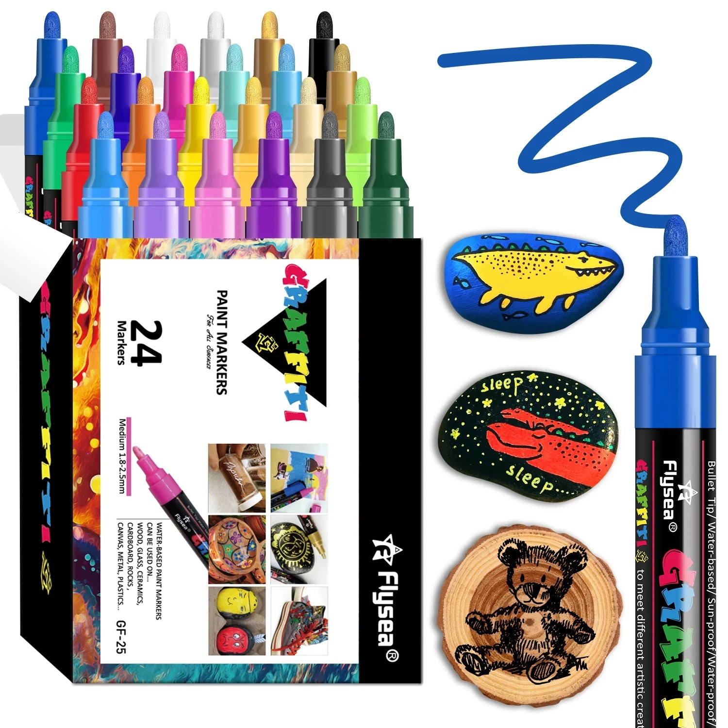 Acrylic Paint Markers,12/18/24 Colors Paint Markers Pens for Rocks,Craft,Ceramic,Glass,Wood,Fabric,CanvasArt Crafting Supplies